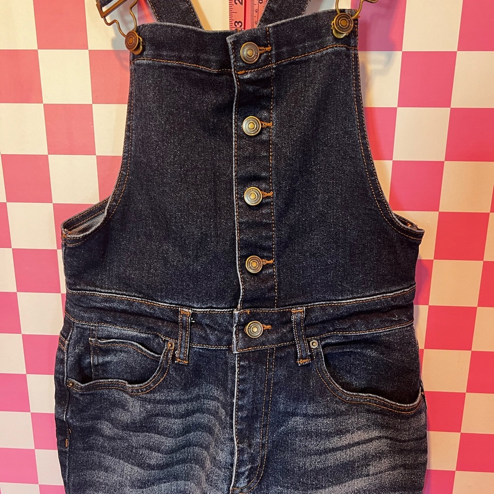 No Boundaries Dark Blue Denim Overalls
